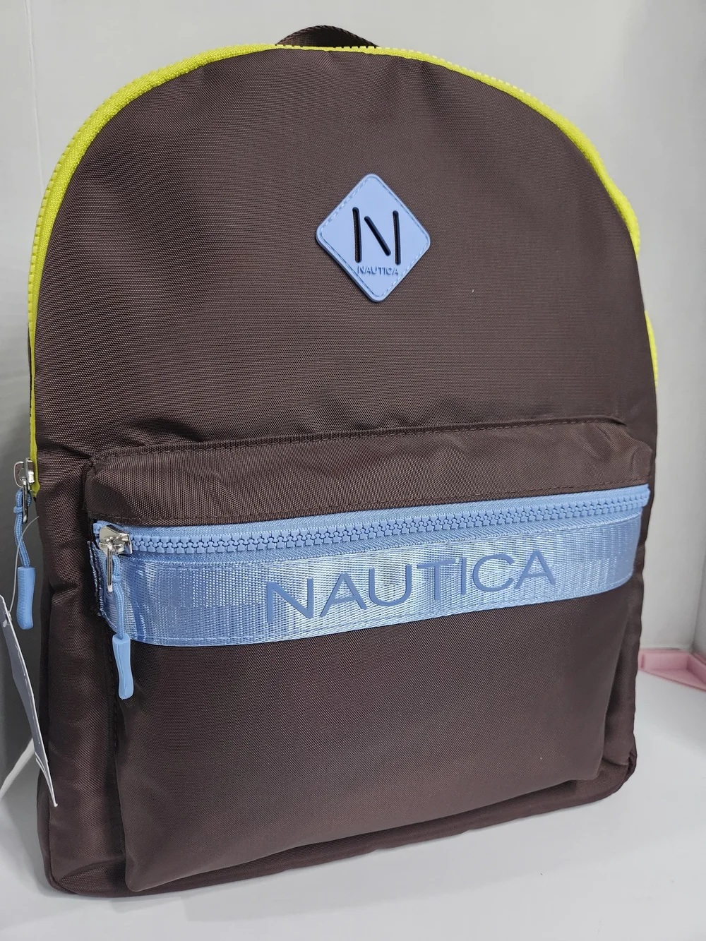 Nautica Men’s Brown Backpack with Light Blue Accents